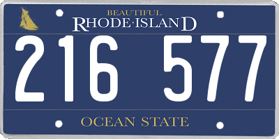 RI license plate 216577