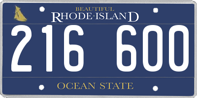 RI license plate 216600