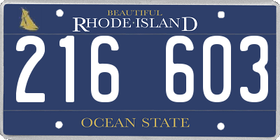 RI license plate 216603