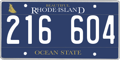 RI license plate 216604