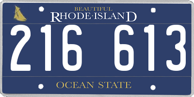 RI license plate 216613