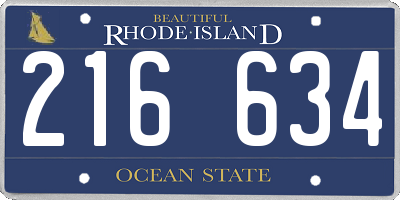 RI license plate 216634