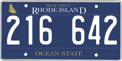 RI license plate 216642