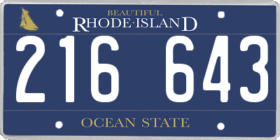 RI license plate 216643