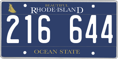 RI license plate 216644