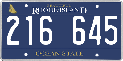 RI license plate 216645