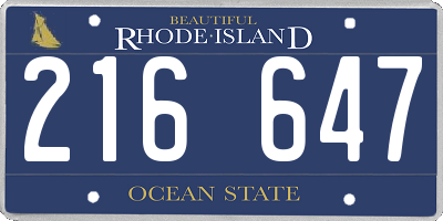 RI license plate 216647