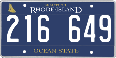RI license plate 216649