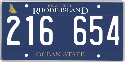 RI license plate 216654