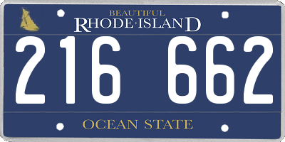RI license plate 216662