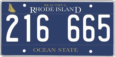 RI license plate 216665