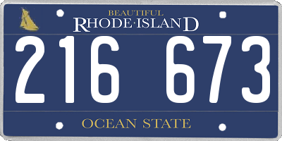RI license plate 216673