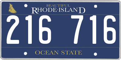 RI license plate 216716