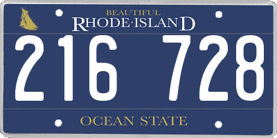 RI license plate 216728