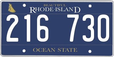 RI license plate 216730