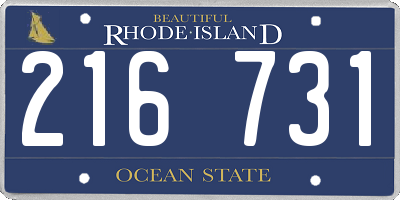 RI license plate 216731