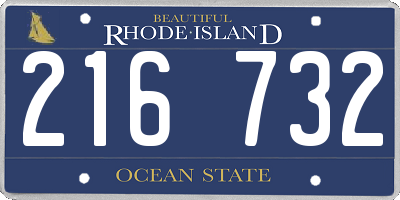 RI license plate 216732