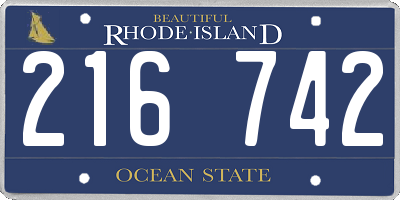RI license plate 216742
