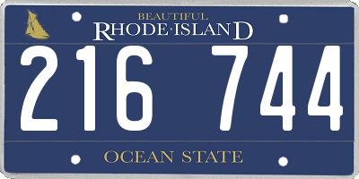 RI license plate 216744