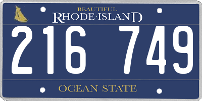 RI license plate 216749