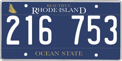 RI license plate 216753