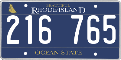 RI license plate 216765