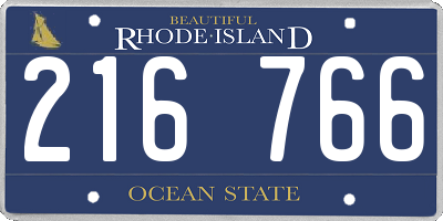 RI license plate 216766
