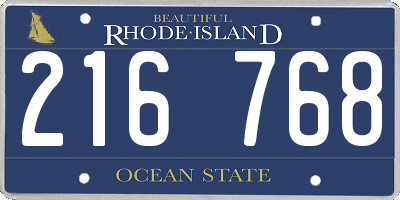 RI license plate 216768