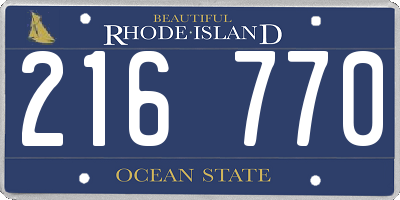 RI license plate 216770