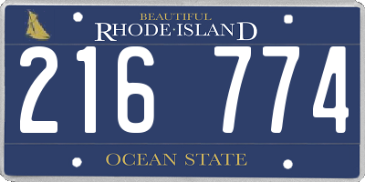 RI license plate 216774