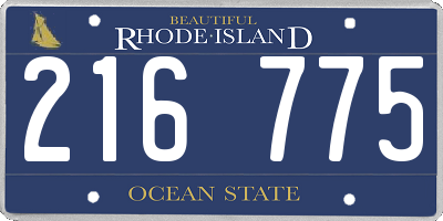 RI license plate 216775