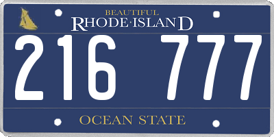 RI license plate 216777