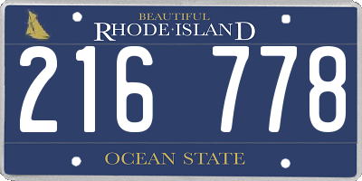 RI license plate 216778