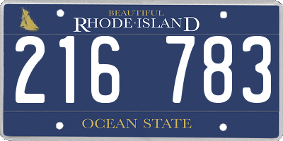 RI license plate 216783