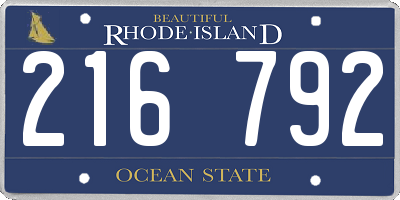 RI license plate 216792
