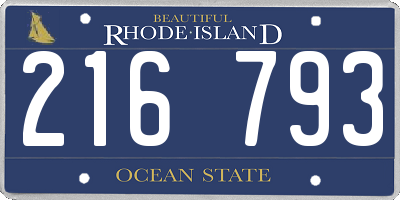 RI license plate 216793
