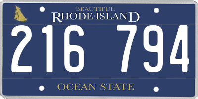 RI license plate 216794