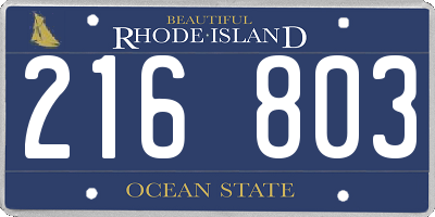 RI license plate 216803