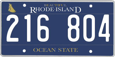 RI license plate 216804