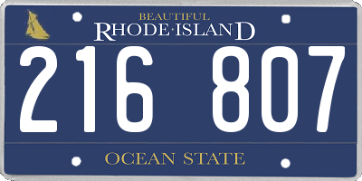 RI license plate 216807