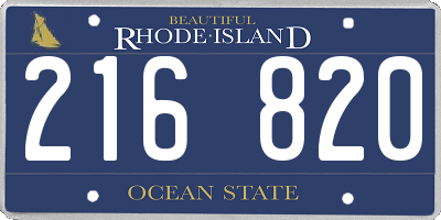 RI license plate 216820