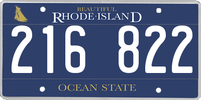 RI license plate 216822