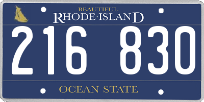 RI license plate 216830