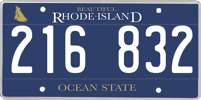 RI license plate 216832