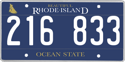 RI license plate 216833