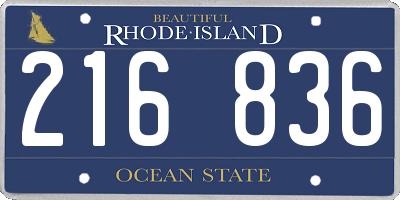 RI license plate 216836