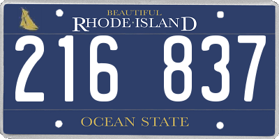 RI license plate 216837
