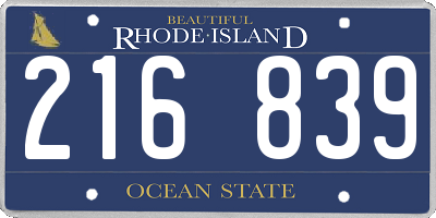 RI license plate 216839