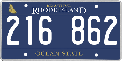 RI license plate 216862