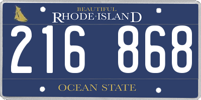 RI license plate 216868